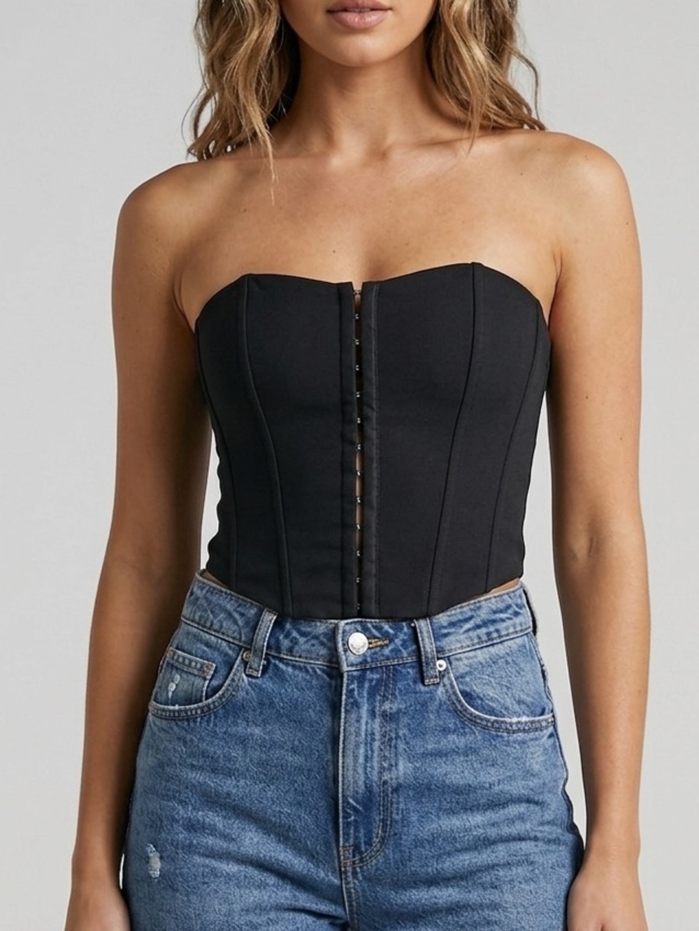 Princess Polly Black Corset Top Strapless Bustier Y2K Coquette Size 0